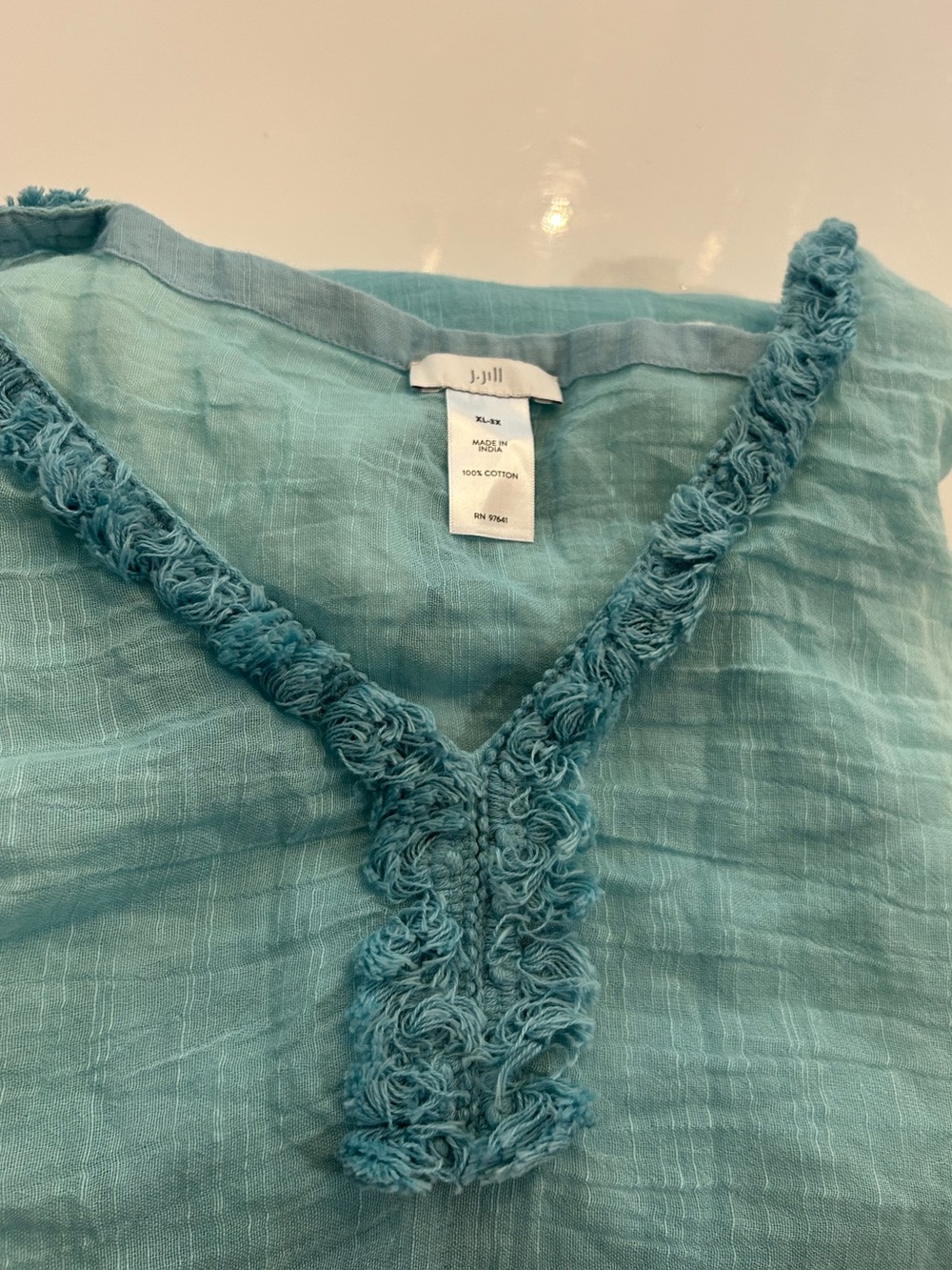 J Jill Women’s Poncho Blue & White Swim Cover-Up Tunic - Picture 5 of 6